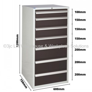 Euroslide Storage Cabinet 7 Drawer 1200mm